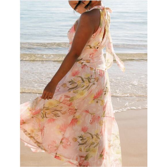 Petal and Pup Acacia Blossom Halter Eden Maxi Dress Size L - Picture 7 of 13